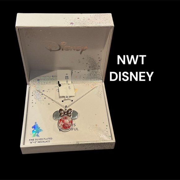 BOWTIFULL MINNIE MOUSE SILVER PLATED NECKLACE GREAT GIFT - Picture 1 of 2